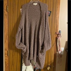 brown fuzzy cardigan